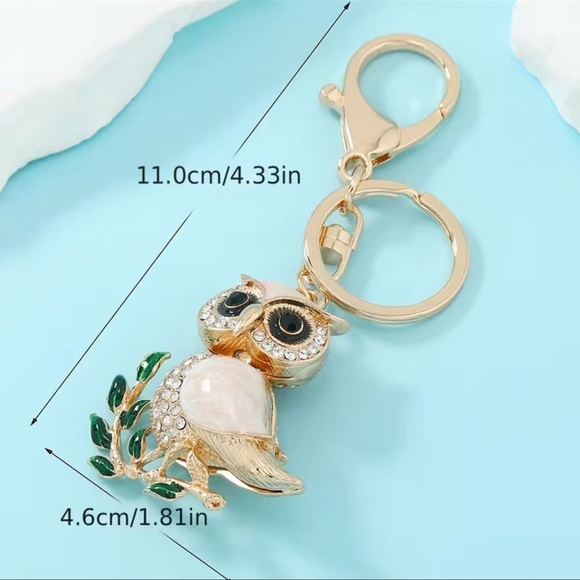 New Rhinestone Owl Keychain/Purse Charm - Picture 2 of 2